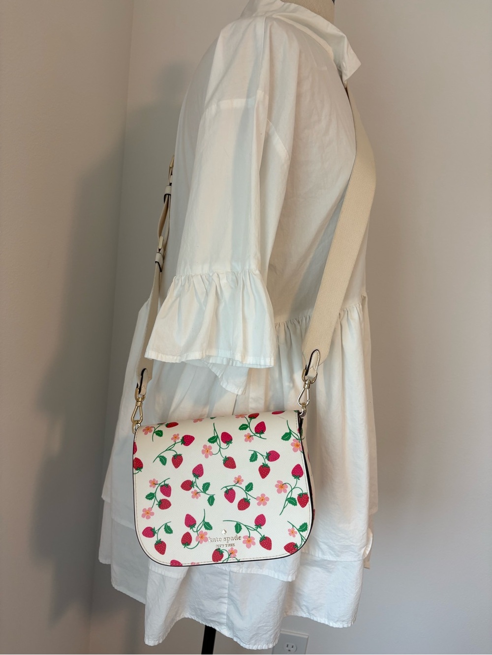 Kate Spade Strawberry Vine Crossbody Saddle Bag - Picture 13 of 13